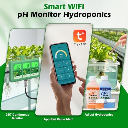 EC pH Continuous Monitor for Hydroponics, WiFi pH EC PPM Monitor for Water - Image 4