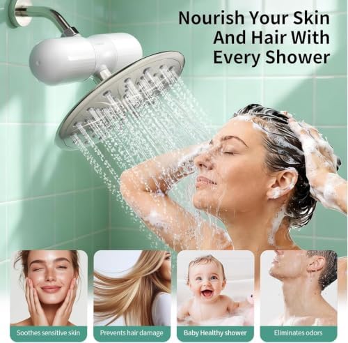 SR SUN RISE Duo Shower Filter - NSF Certified 20-Stage Shower Filter for Hard Water, Water Softener, Removes Chlorine, Heavy Metals, High Flow, Easy Replace Cartridge, Nourish Hair & Skin, Matte White - Image 3