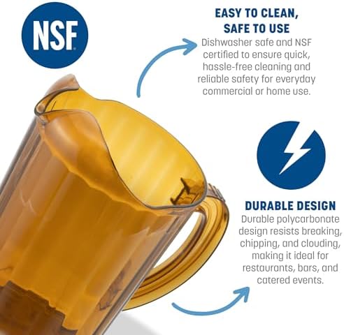 Carlisle FoodService Products CFS 554013 estaurant Water / Beer Pitcher, 60 oz, Amber - Image 3