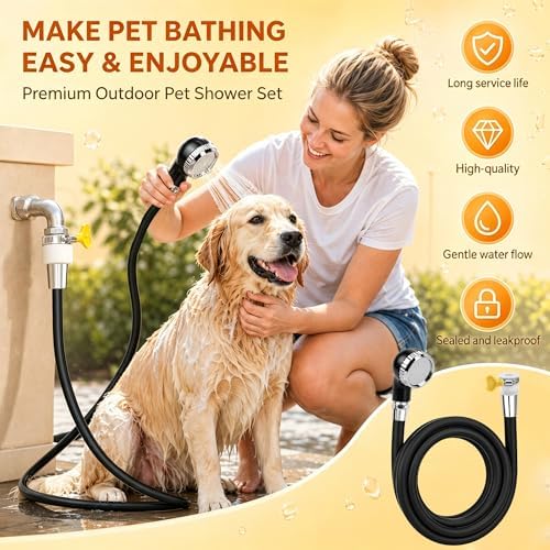 Windspeed 6.5Ft Slip On Tub Hose for Dogs Bathtub Faucet Attachment for Dog Washing Hose Tub Attachment for Pet Puppy Cat Washing Cleaning, Suitable for 0.6-0.9 inch Faucets - Image 5
