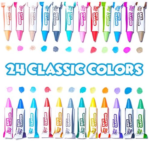 Tub Works® Smooth™ Bath Crayons Bath Toy, 24 Pack | Nontoxic, Washable Bath Crayons for Toddlers & Kids | Unique Formula Draws Smoothly & Vividly on Wet & Dry Tub Walls | Hexagon Grip Bathtub Crayons - Image 2