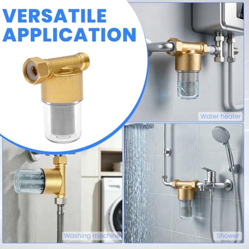 Reusable Sediment Water Filter for Washing Machine and Shower - 40 Micron Inline Brass Well Water Pre-Filter, Traps Sand, Rust, Grit - Heavy Duty Hard WaterStrainer - Image 6