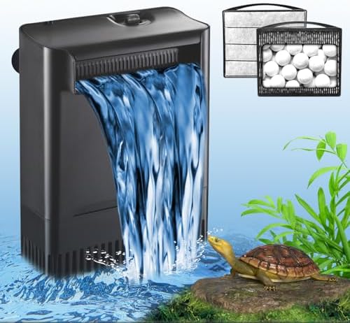 IX-120 Turtle Tank Filter Aquarium Filter Power Adjustable 30-55 Gal. 290GPH Large Internal Filter 3-Stage Waterfall Bio-Filtration Low Water Level for Freshwater Saltwater Fish Tank Reptile Shrimp Frog by TARARIUM