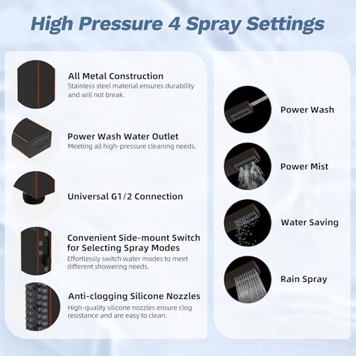 Hibbent 5-spray Filtered Showerhead, 4-Spray Shower Wand, Oil-Rubbed Bronze - Image 5
