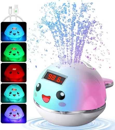 Pircaath Baby Bath Toy Sprinkler with Thermometer, Temp Alarm & Backlit by Pircaathpoolthermometer