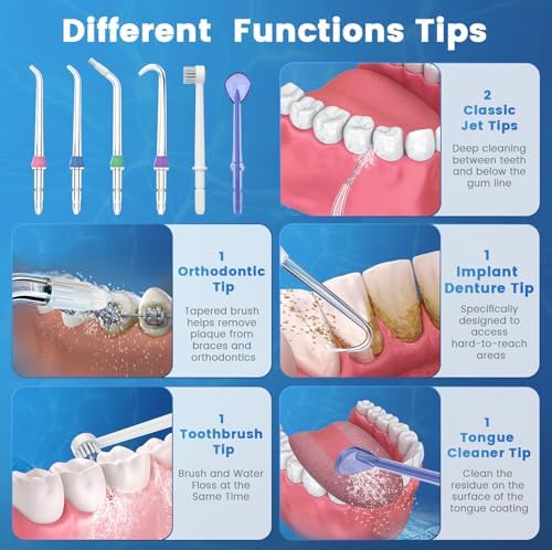 Replacement Tips for Waterpik, Water Flosser Replacement Heads Parts for Waterpik Oral Irrigator (Aquaflosser 6 Tips Tongue Combo & Storage Case Bundle) - Image 4