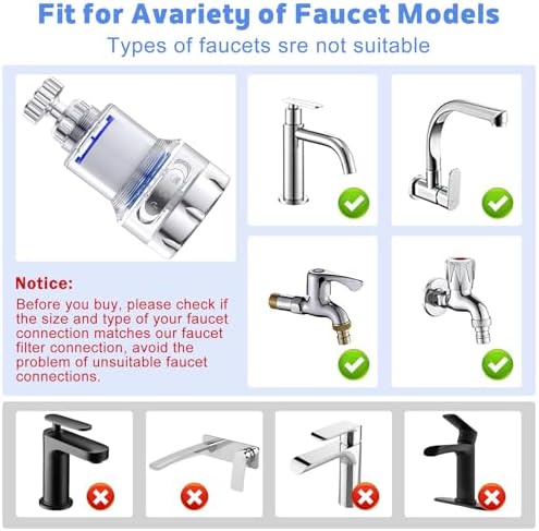 3 Pack Sink Water Filter Faucet, 360 ° Rotating Faucet Filter for Bathroom & Kitchen Sink, 3 Modes Bathroom Faucet Filter Removes Chlorine Fluoride Heavy Metals Hard Water for Home Kitchen & Bathroom - Image 4