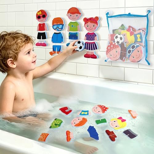 Baby Bath Toys for Kids Ages 1-3,32PCS Dress Up Foam Bath Toys by FunFoamio
