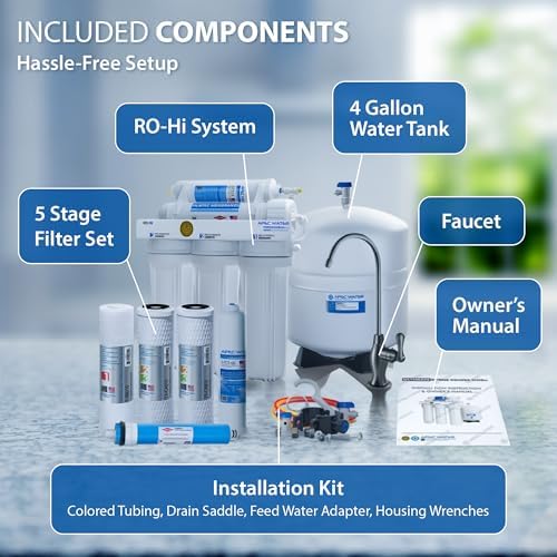 APEC Water RO-Hi, 5-Stage Under Sink Reverse Osmosis System, 3/8" Output - Image 4