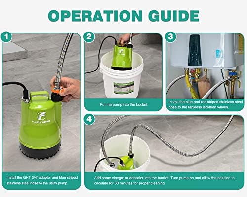 FLUENTPOWER Tankless Water Heater Flushing Kit, 1/4 HP Pump, 4 Gal Pail - Image 6