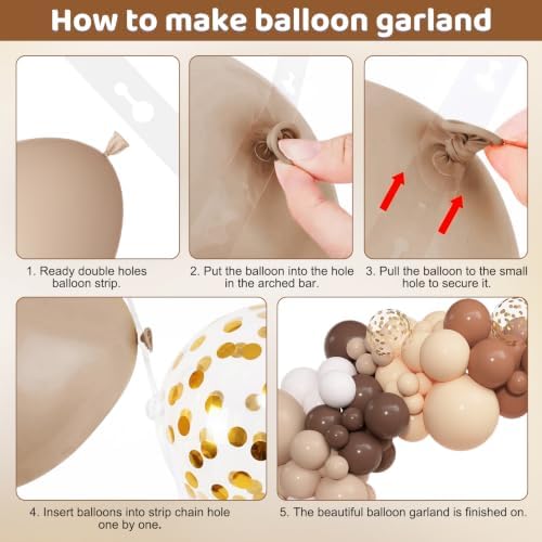 Amandir 153pcs Dark Light Brown Balloon Garland Arch Kit Different Sizes - Image 4