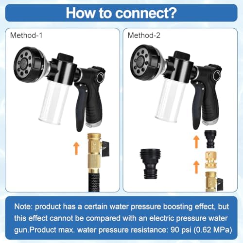 Garden Hose Nozzle, High Pressure Hose Spray Nozzle 8 Way Spray Pattern One-Touch Sprayer for Watering Plants, Lawn, Patio, Car Wash, Cleaning，Showering Pet - Image 6