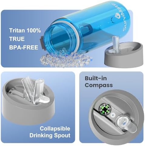 SurviMate Purified Water Bottle for Camping, Hiking, Backpacking and Travel, BPA Free with 5-Stage Intergrated Filter Straw - Image 5