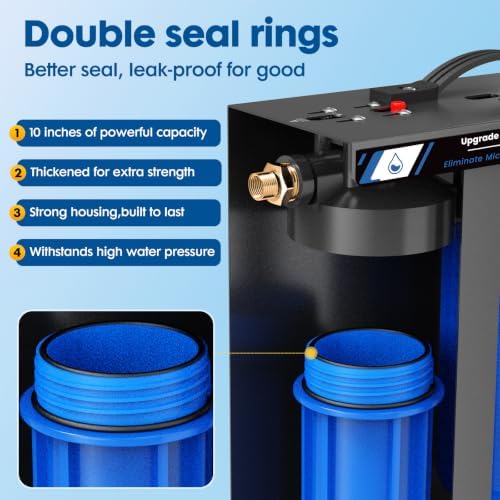 RV Water Filter System,0.01 Micron Camper Water Filter System, 5-Stage RV Water Filtration System Reduces Sediments, Chlorine, Vocs, Heavy Metals, Odors for Travel Trailers, Boats, 1" Inlet/Outlet - Image 6