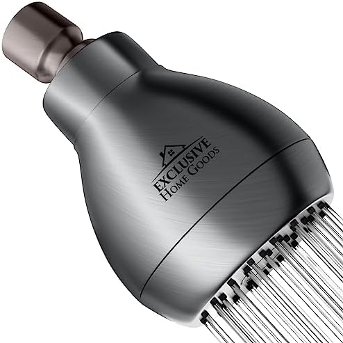 High Pressure Shower Head - Powerful Deluxe Bathroom Showerhead with Strong Spray Stream and Small Silicone Nozzles - Universal Fit Works with High and Low Water Flow Showers Matte Charcoal -1.8 GPM by Heatsistence