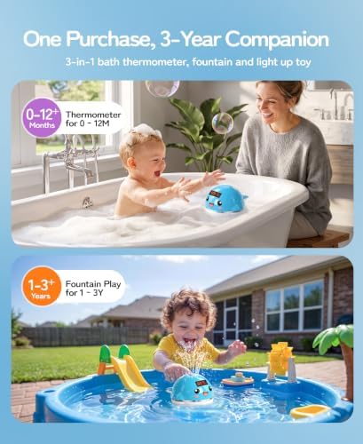 Pircaath Light Up Bath Sprinkler Toy for Baby 0-36 Months, with Thermometer - Image 5