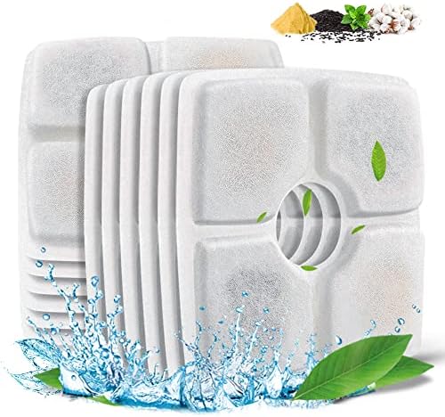Comsmart Pet Fountain Filter Set, 3 Triple Filtration System Replacement Cat Water Fountain Filters for Square 84oz/2.5L Automatic Pet Fountain Cat Water Fountain (Pack of 12) by Comsmart