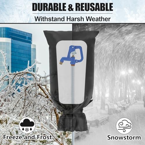 28'' x 15'' Large Faucet Covers for Winter, 2 Pcs Outdoor Hydrant Covers Freeze Protection, Waterproof Faucet Sock for Spigot Garden Lawn Yard Farm Bibb Pipe - Image 6
