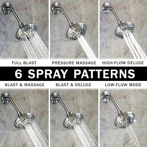 Aqua Elegante 6 Function Luxury Shower Head - 1.8 GPM - Brushed Nickel - Image 2