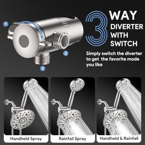 FEELSO Shower Head with Handheld Combo, 8" High Pressure Double Shower Head - Image 6