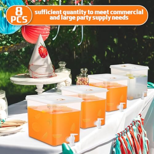 Domensi 8 Pack Drink Dispenser for Fridge with Spigot, 2 Gallon - Image 3
