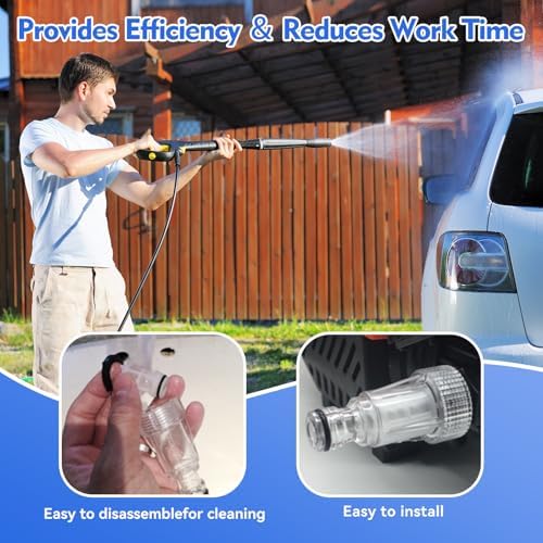 5Pcs Pressure Washer Water Inlet Filter Replacement, 3/4" Thread Quick Connector Car Washing Machine Water Filters for PW909103K Garden Hose Adapter - Image 6