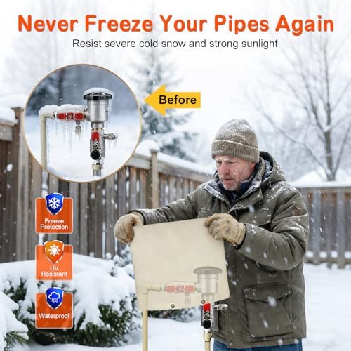 Backflow Preventer Cover 16" Wx20 H -5°F Freeze Protection, 5-Layer Insulated Waterproof Sprinkler Valve Pouch, UV Resistant Winter Cover for Irrigation System - Image 4