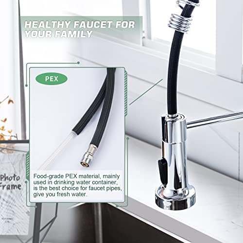 WEWE Pull-Down Kitchen Faucet, 2-Mode Sprayer, Polished Chrome, High Arc - Image 5