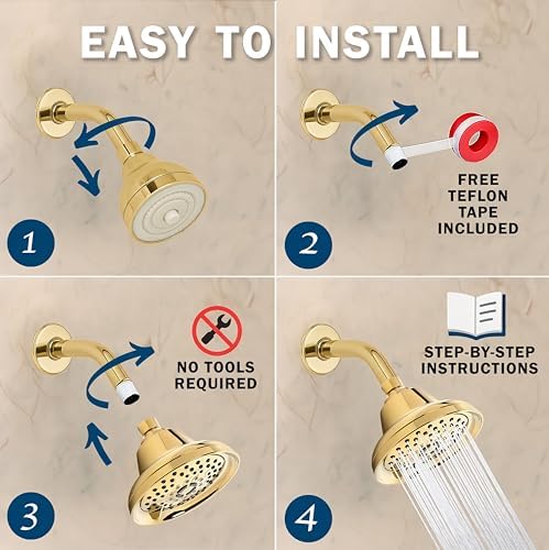 Aqua Elegante Massage Shower Head With Mist - 2.5 GPM - Polished Brass - Image 5
