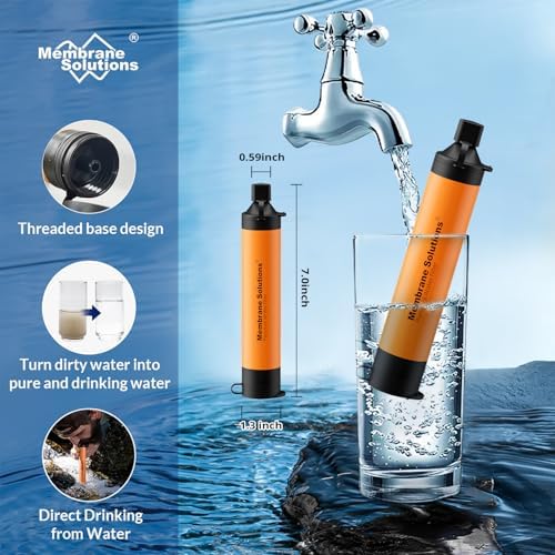 4 Pack Personal Water Filter Straw Orange Bundle with 2Pcs Carrying Case Protective Covers - Image 3