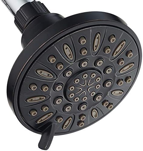 AquaDance OIL RUBBED BRONZE High Pressure 6-Setting 4" Shower Head – Angle Adjustable, Anti-Clog Showerhead Jets, Tool-Free Installation - USA Standard Certified - Top U.S. Brand by AquaDance