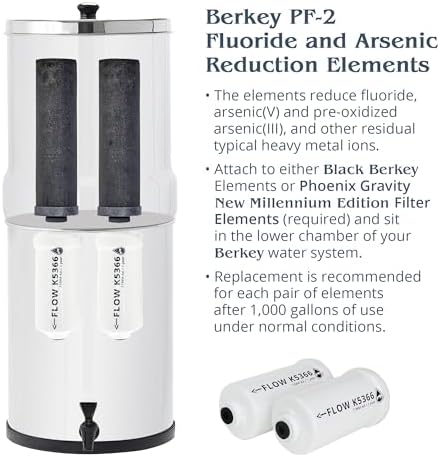Crown Berkey Gravity-Fed Water Filter System 6 Gallon with 2 Black Berkey Elements, 2 PF-2 Fluoride and Arsenic Reduction Elements - Image 6