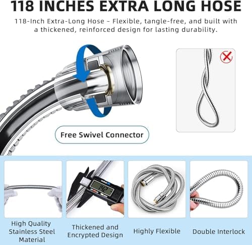 G-Promise 2 Mode Dog Shower Attachment with Extra Long Hose Adhesive Mount - Image 5