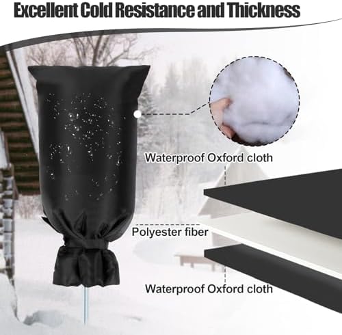 28'' x 15'' Large Faucet Covers for Winter, 2 Pcs Outdoor Hydrant Covers Freeze Protection, Waterproof Faucet Sock for Spigot Garden Lawn Yard Farm Bibb Pipe - Image 3