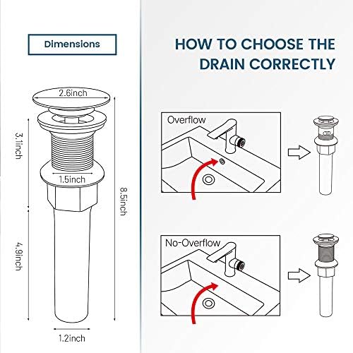 REGALMIX Pop Up Drain, Bathroom Faucet Vessel Vanity Sink Drain Stopper, Built-in Anti-Clogging Strainer, Without Overflow Matt Black,Fits Standard American Drain Hole(1-1/2" to 1-3/4") RWF082G - Image 6