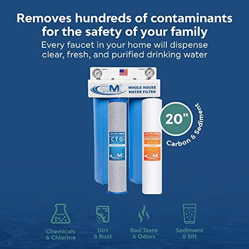 APPLIED MEMBRANES INC 2-Stage Whole-House Water Filter System with 4.5x20-Inch Sediment and Carbon-Block Filters, Removes Sediment, Chlorine, Chloramine, Chemicals, Taste, and Odor - Image 4