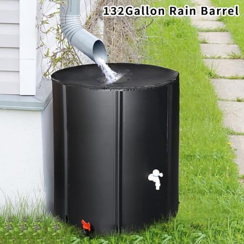 Collapsible Rain Barrel,Portable Water Storage Tank,Rainwater Collection System Downspout,Water Catcher Container with Filter Spigot Overflow Kit (132 Gallon) - Image 7