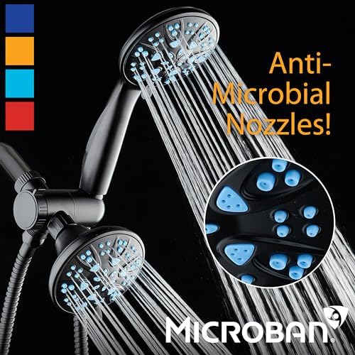 AquaDance Antimicrobial/Anti-Clog High-Pressure 30-setting Dual Head Combination Shower with Microban Nozzle Protection From Growth of Mold, Mildew & Bacteria for a Healthier Shower – Aqua Blue - Image 3