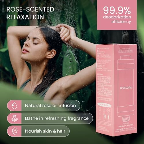 Vitamin C Shower Filter and Water Softener for Hard Water - Aromatherapy Shower Head Attachment - Universal Fit, Easy to Install - Reduces Dry Itchy Skin and Nourish Hair - Rose-Scented - Image 2
