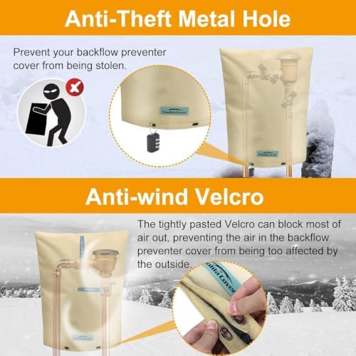 Insulated Backflow Preventer Pipe Pouch, 16W x 20H in, Khaki - Image 6