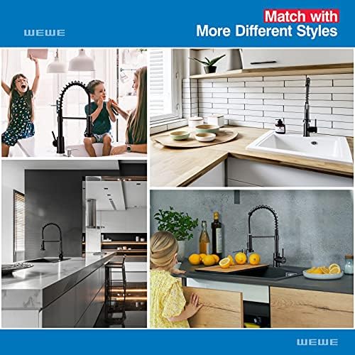 WEWE High Arc Pull-Out Kitchen Faucet, 2-Mode Sprayer, Matte Black - Image 4