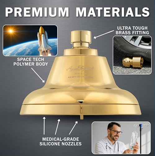 Aqua Elegante Massage Shower Head With Mist - 2.5 GPM - Polished Brass - Image 4