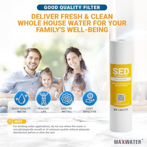 Max Water 5 Micron 10 x 2.5 Sediment Filter Cartridge Replacement for Reverse Osmosis and Whole House Water Filter, Compatible with Well Water Filters - P5, AP110, WHKF-GD05, WFPFC5002 (Pack of 2) - Image 6