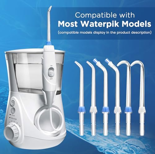 Replacement Tips for Waterpik, Water Flosser Replacement Heads Parts for Waterpik Oral Irrigator(2 Classic Jet Tips + 2 Plaque Chaser Tips + 2 Implant Denture Tips + Storage Case Combo) - Image 2
