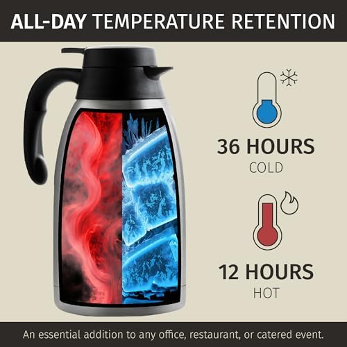 Cresimo Thermal Coffee Carafe 68oz / 2L - 12 Hours Hot Beverage Dispenser - Image 2
