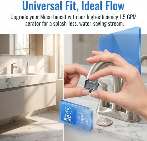 3-Pack 116711 Faucet Aerator, 1.5 GPM, for Moen Bathroom and Kitchen Sink - Image 6