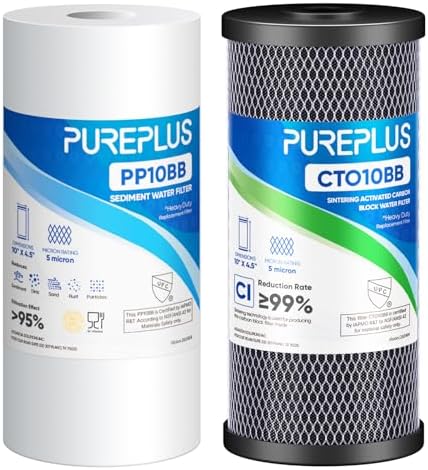 PUREPLUS 10"x4.5" Whole House Water Filter Combo, Sediment & Carbon by PUREPLUS