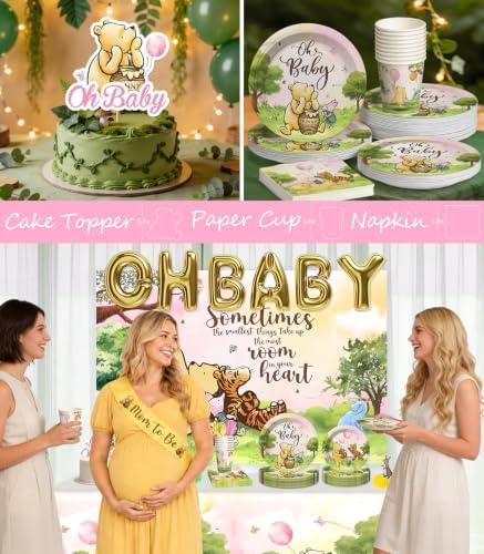 280pcs Bear Baby Shower Decorations Complete Party Set, 25 guests - Image 5