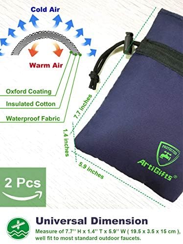Pro Outdoor Faucet Cover Socks for Winter Freeze Protection, 5.9" W x 7.7" H, Mazarine Blue, Set of 2 - Image 2