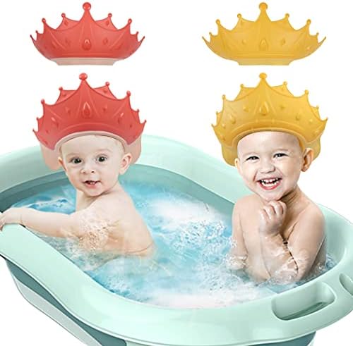 2PCS Baby Shower Cap for Kids, Adjustable Baby Hair Washing Shield Toddler Visor Hat for Eyes and Ears Protection Shampoo Cap for 0-9 Years Old Children by ewinever